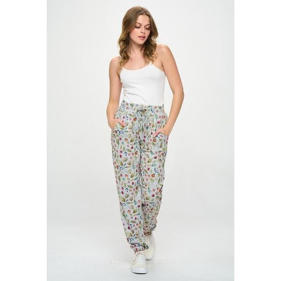 SM Wardrobe Vegetable Print Tie Waist Jogger Pants - Picture 2 of 6